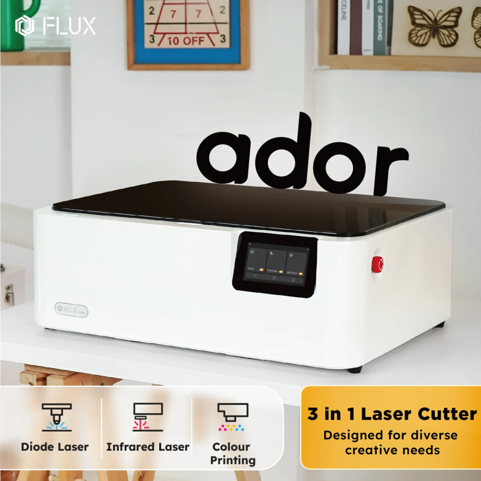Flux Ador 10w diodni laser 3 v 1 (z tiskanjem in IR)